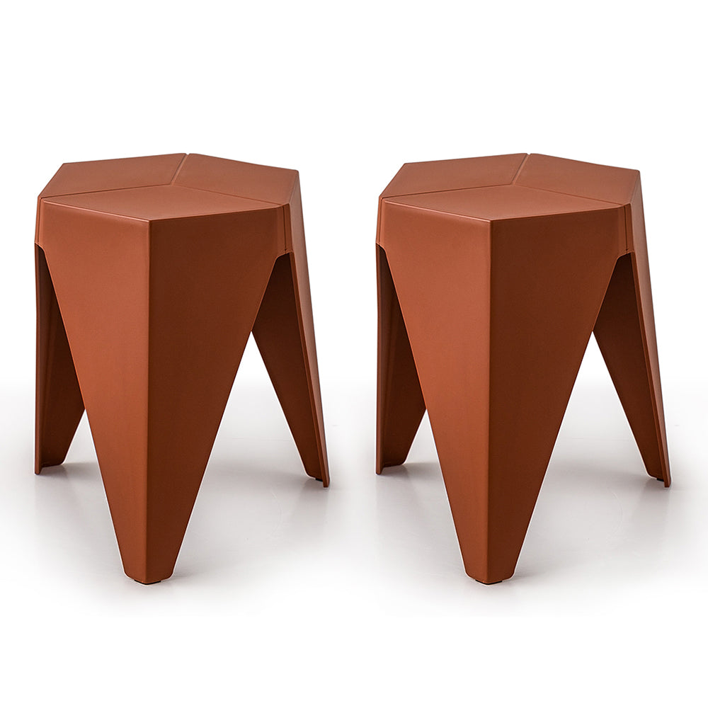 Puzzle Stools Set of 2 Versatile Side Table Chair - Red Homecoze