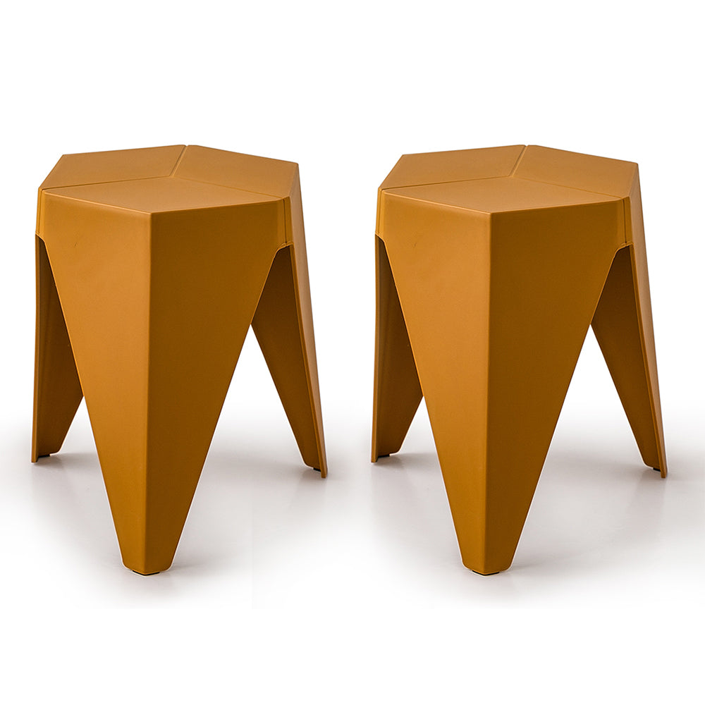 Puzzle Stools Set of 2 Versatile Side Table Chair - Yellow Homecoze