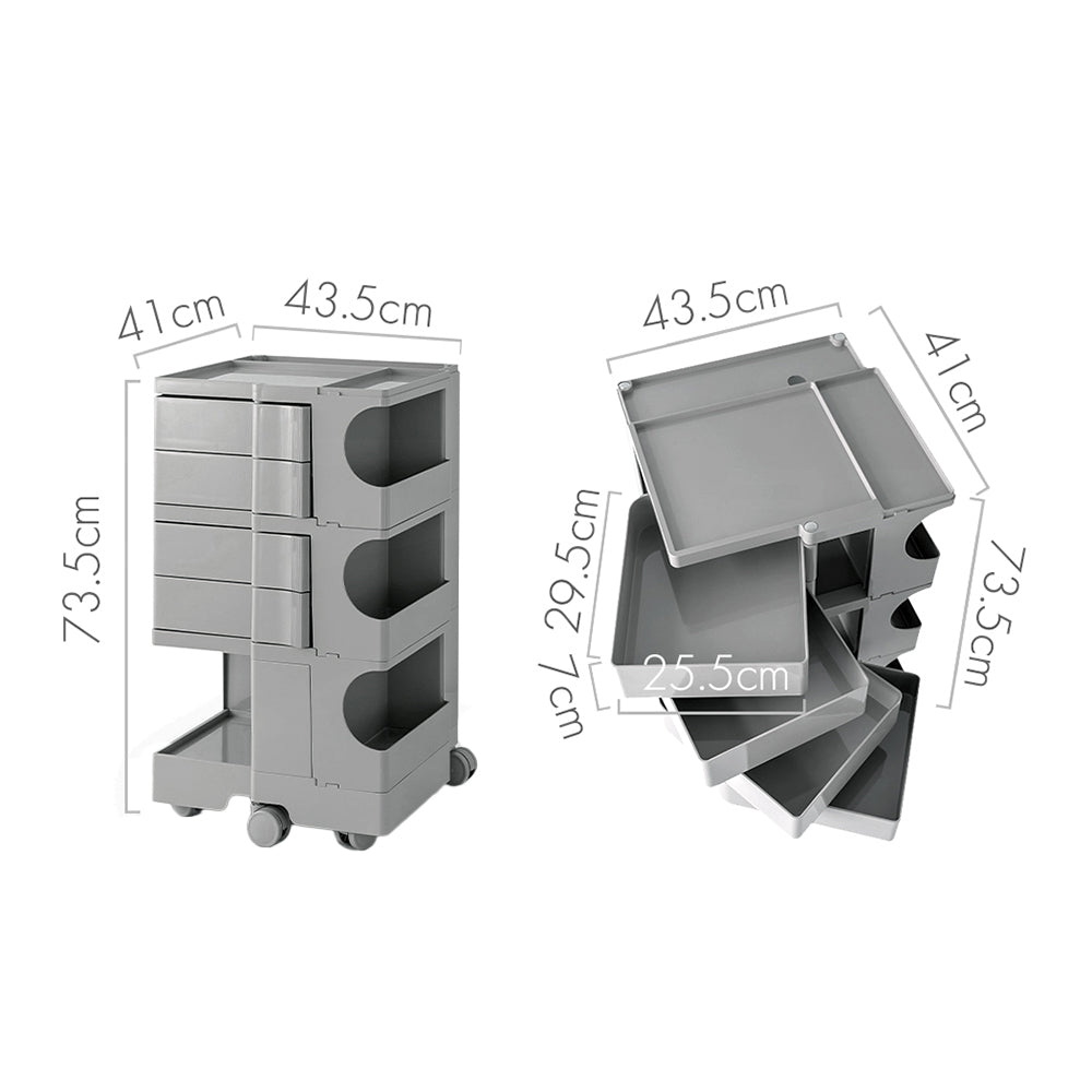 5-Tier Craft Trolley | Multipurpose Storage Cart - Grey - Homecoze