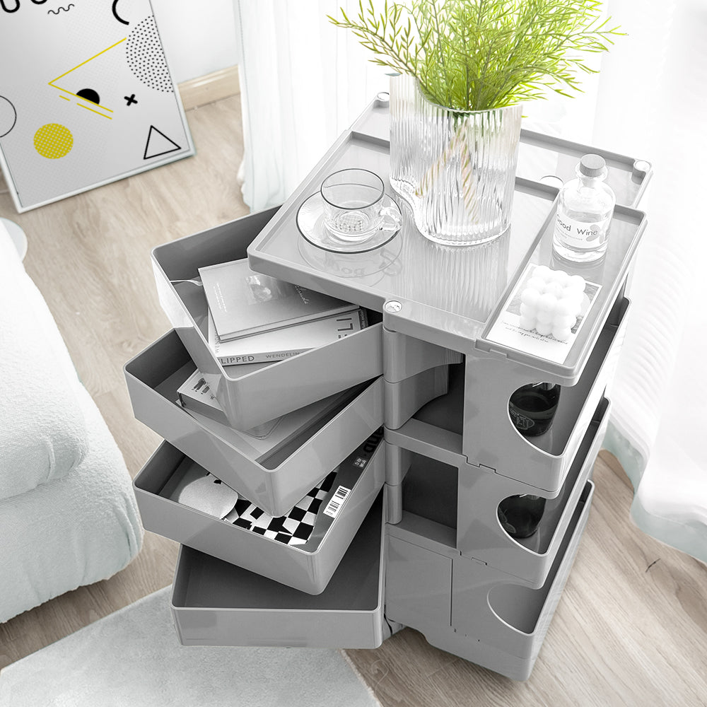 5-Tier Craft Trolley | Multipurpose Storage Cart - Grey - Homecoze
