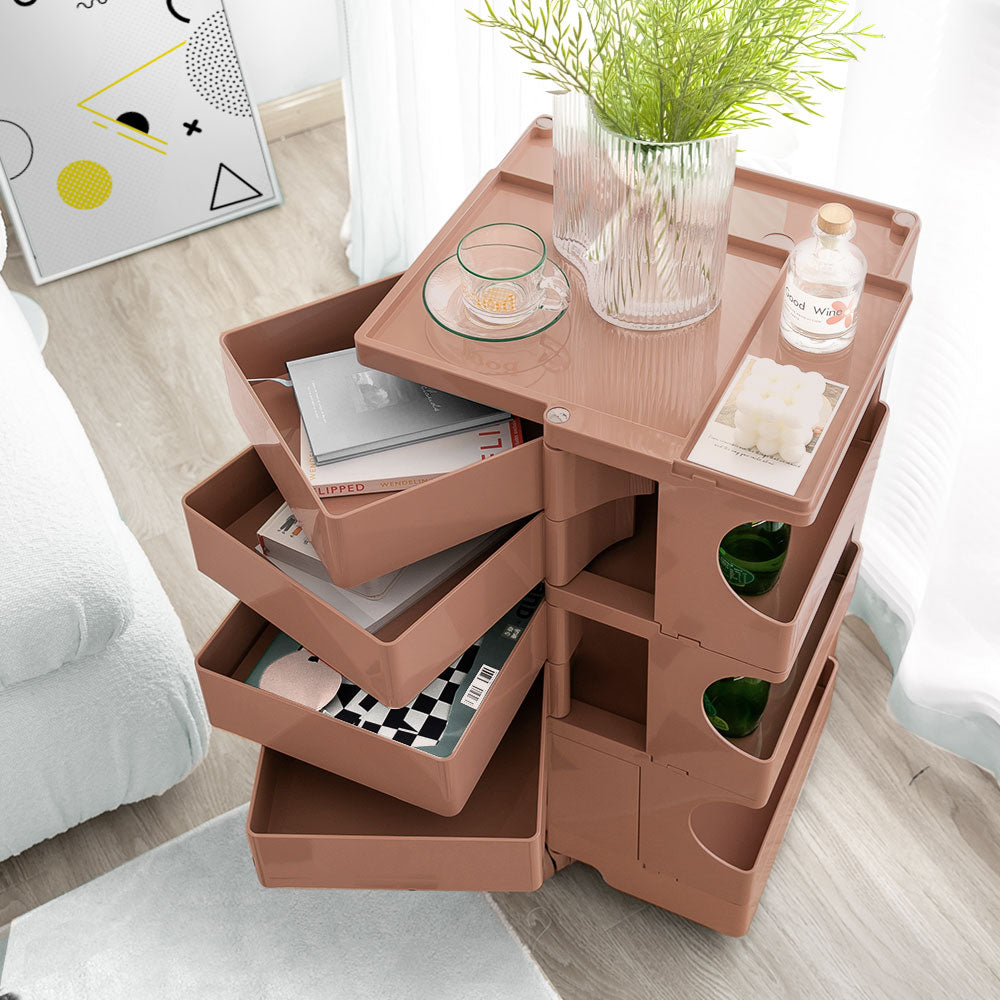 5-Tier Craft Trolley | Multipurpose Storage Cart - Pink - Homecoze