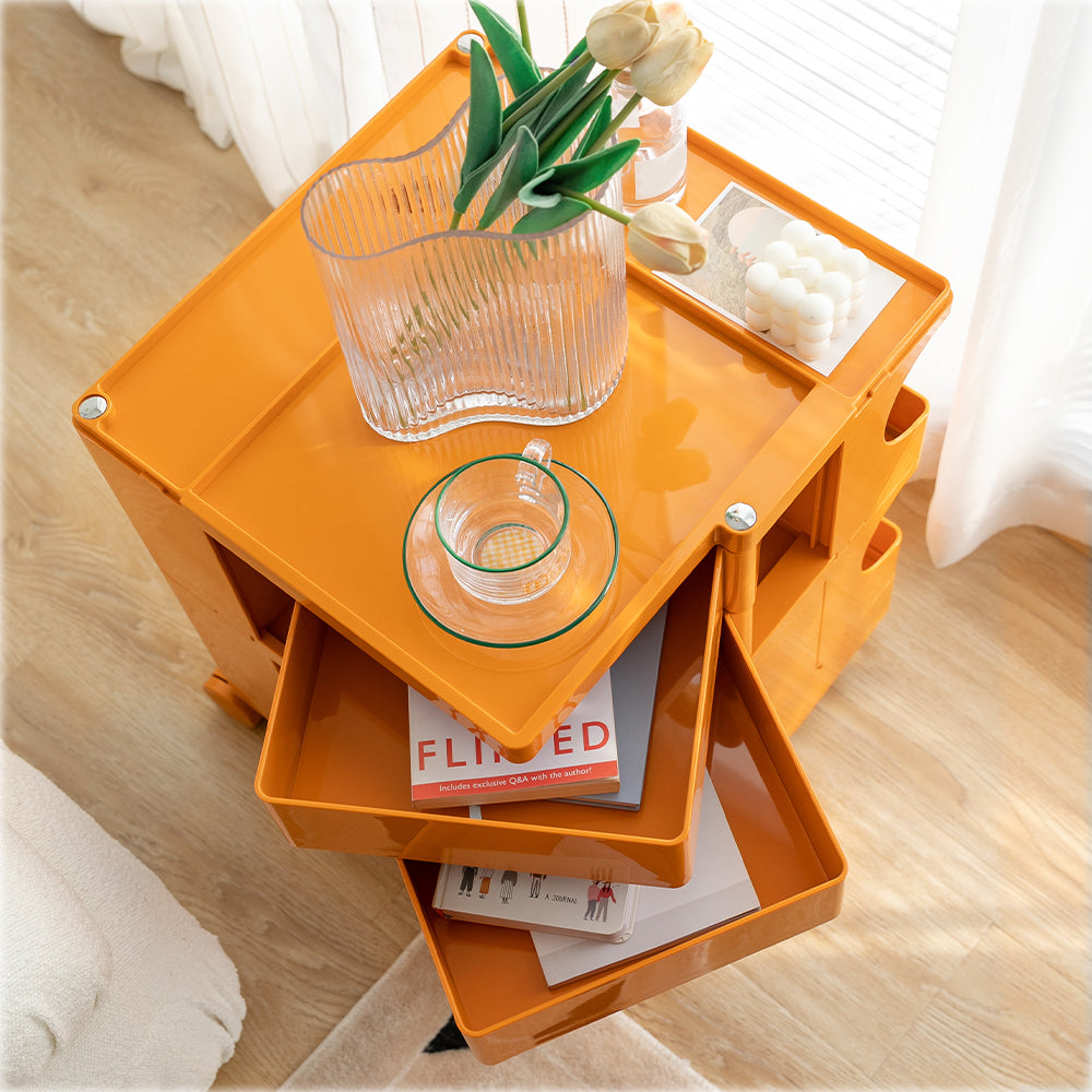 3-Tier Craft Trolley | Multipurpose Storage Cart - Orange - Homecoze