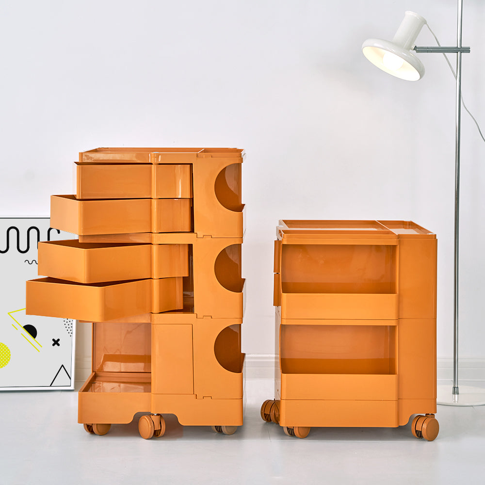 3-Tier Craft Trolley | Multipurpose Storage Cart - Orange - Homecoze