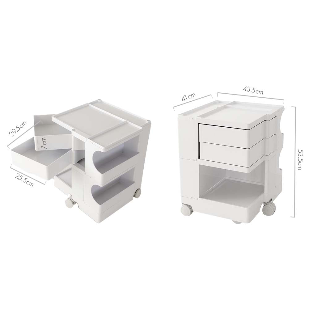 3-Tier Craft Trolley | Multipurpose Storage Cart - White - Homecoze