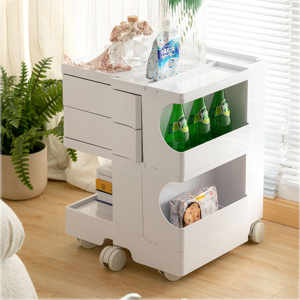 3-Tier Craft Trolley | Multipurpose Storage Cart - White - Homecoze