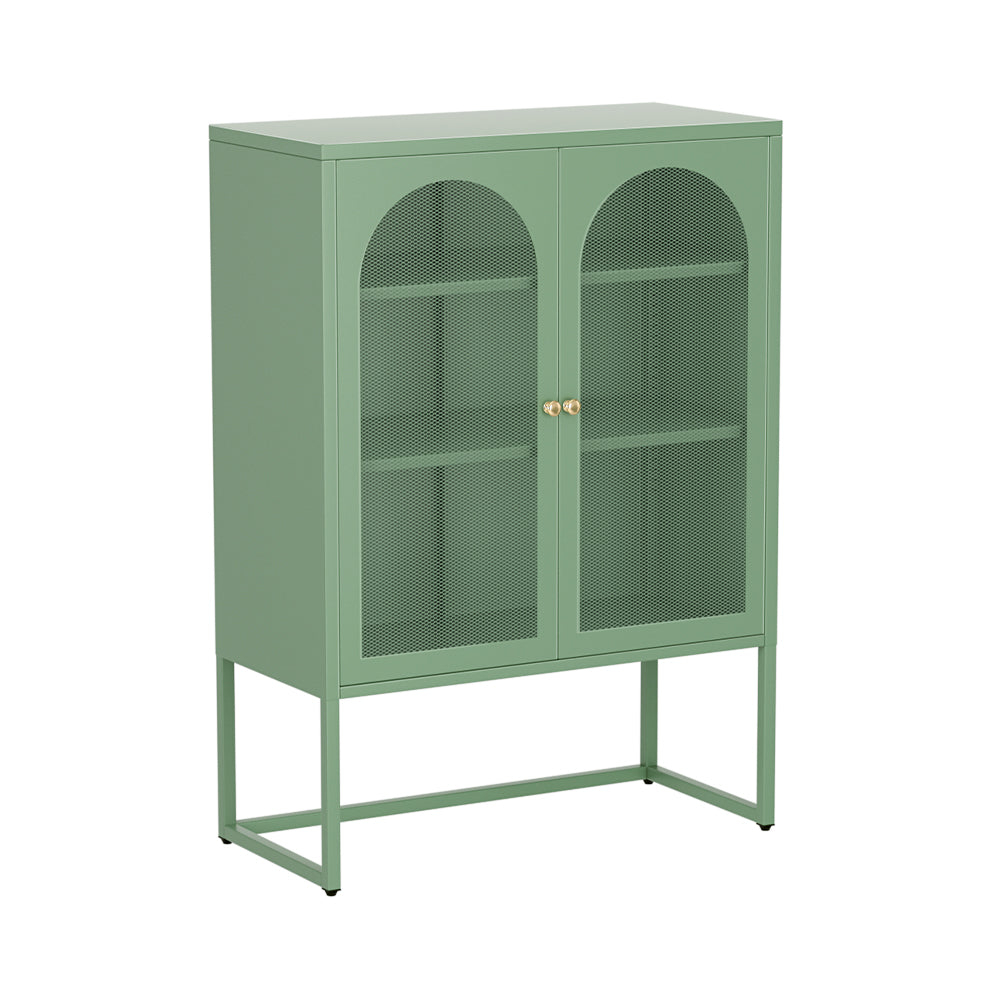 Industrial Series Arched Buffet Sideboard Metal Locker Style Display Shelves - Green Homecoze