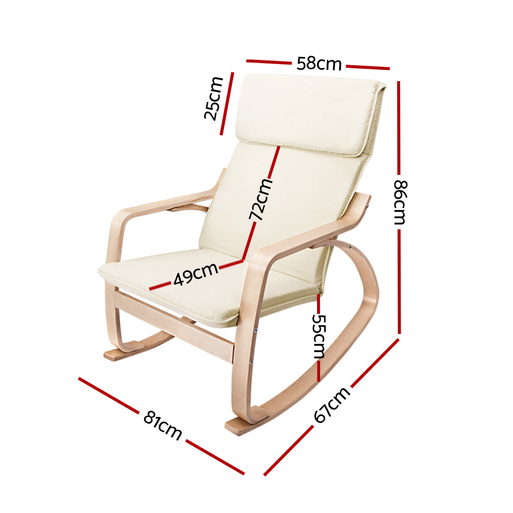 Fabric Rocking Armchair - Beige Homecoze