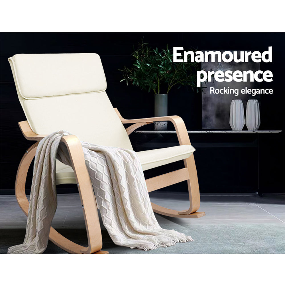 Fabric Rocking Armchair - Beige Homecoze