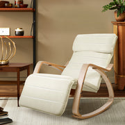Fabric Rocking Armchair with Adjustable Footrest - Beige Homecoze