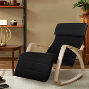 Fabric Rocking Armchair with Adjustable Footrest - Black Homecoze