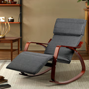 Fabric Rocking Armchair with Adjustable Footrest - Charcoal - Homecoze