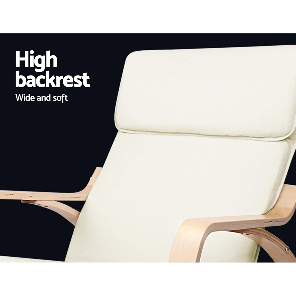 Fabric Rocking Armchair with Foot Stool - Beige Homecoze