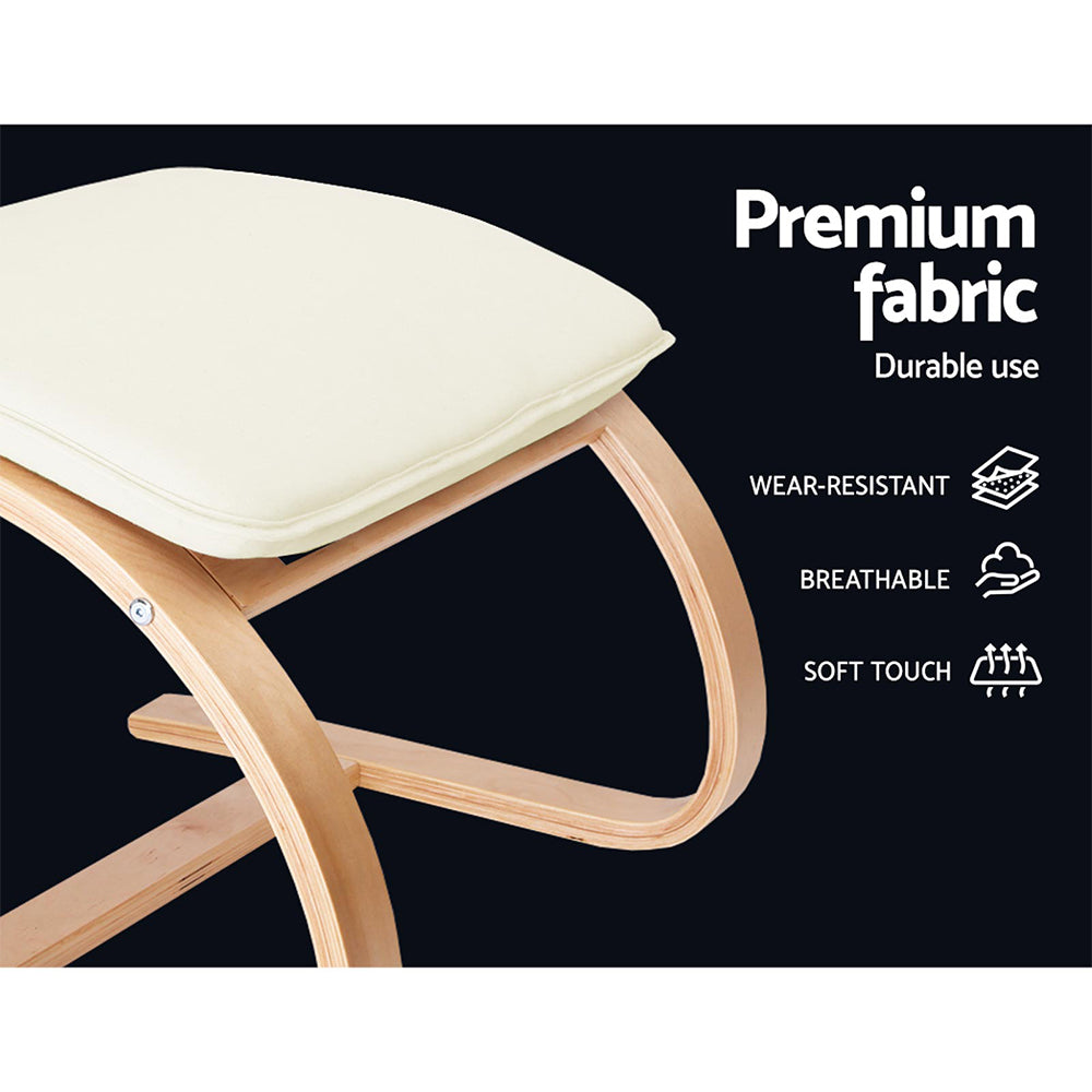 Fabric Rocking Armchair with Foot Stool - Beige Homecoze
