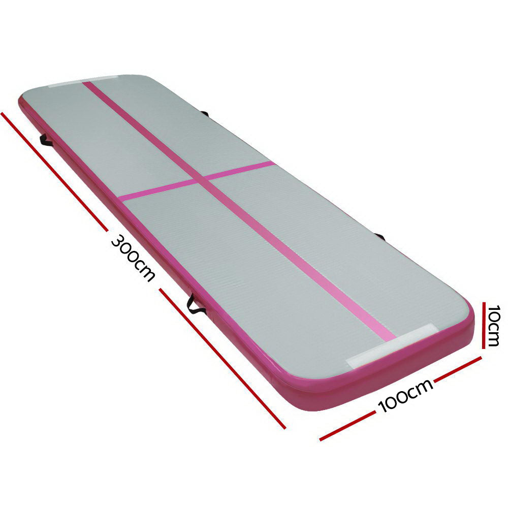 3M Air Track Gymnastics Tumbling Inflatable Exercise Mat 10cm Thick Pink Homecoze