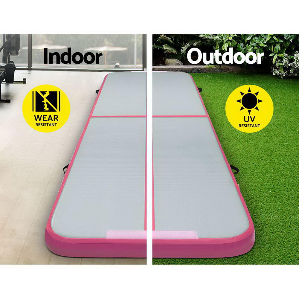 3M Air Track Gymnastics Tumbling Inflatable Exercise Mat 10cm Thick Pink Homecoze