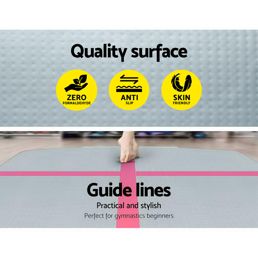 3M Air Track Gymnastics Tumbling Inflatable Exercise Mat 10cm Thick Pink Homecoze