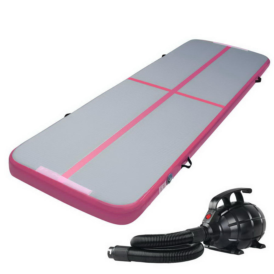 3M Air Track Gymnastics Tumbling Inflatable Exercise Mat 10cm Thick Pink with Pump Homecoze