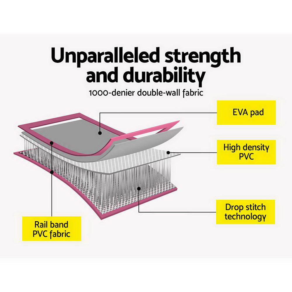 3M Air Track Gymnastics Tumbling Inflatable Exercise Mat 10cm Thick Pink with Pump Homecoze