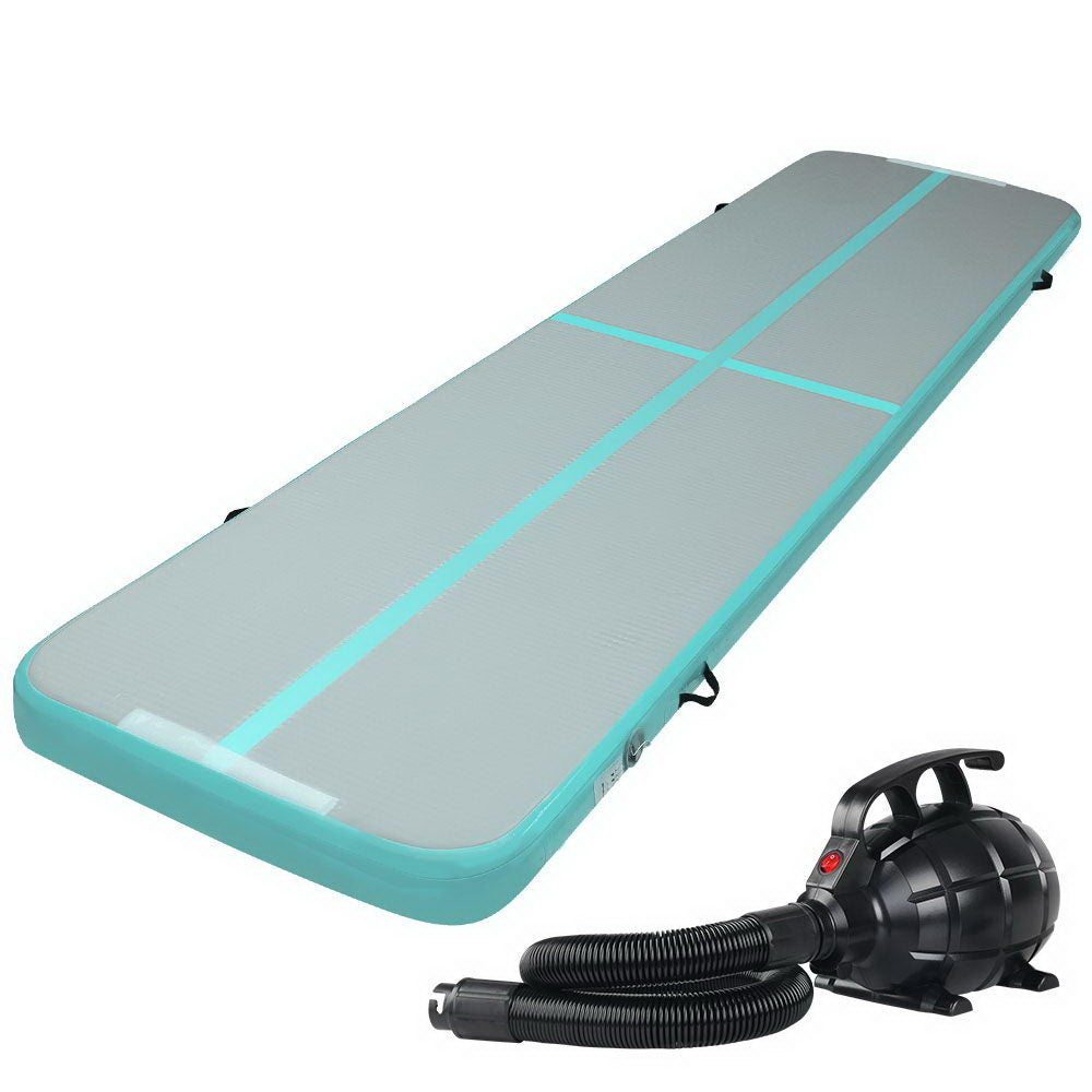 4M Air Track Gymnastics Tumbling Inflatable Exercise Mat 10cm Thick Green with Pump Homecoze