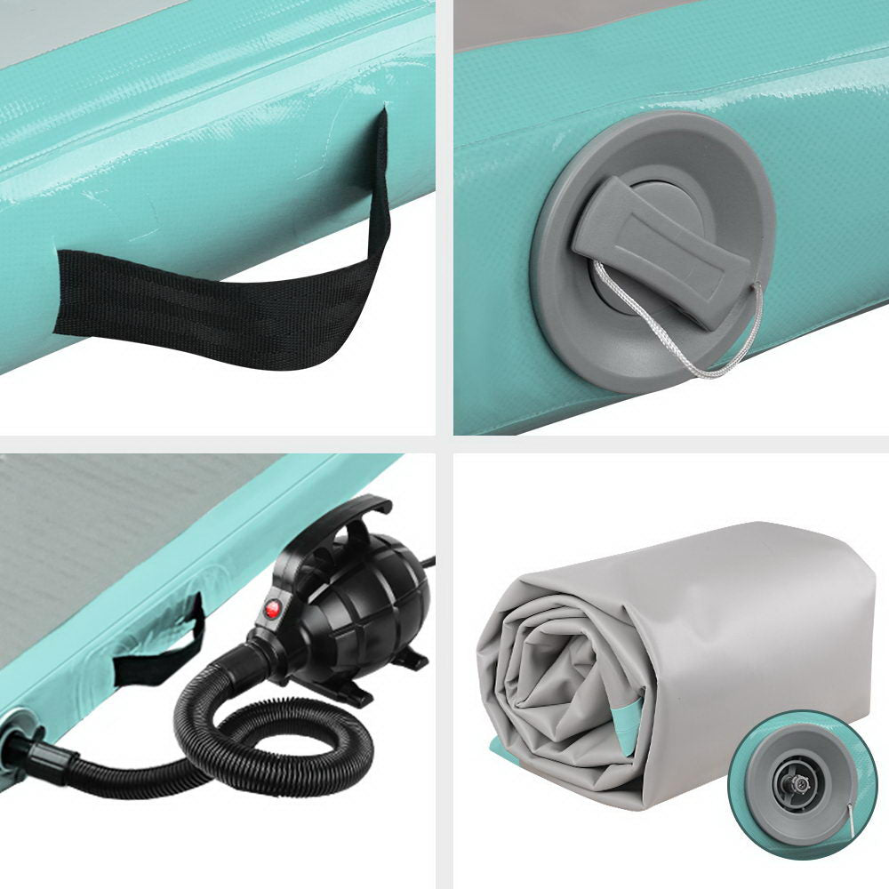 4M Air Track Gymnastics Tumbling Inflatable Exercise Mat 10cm Thick Green with Pump Homecoze