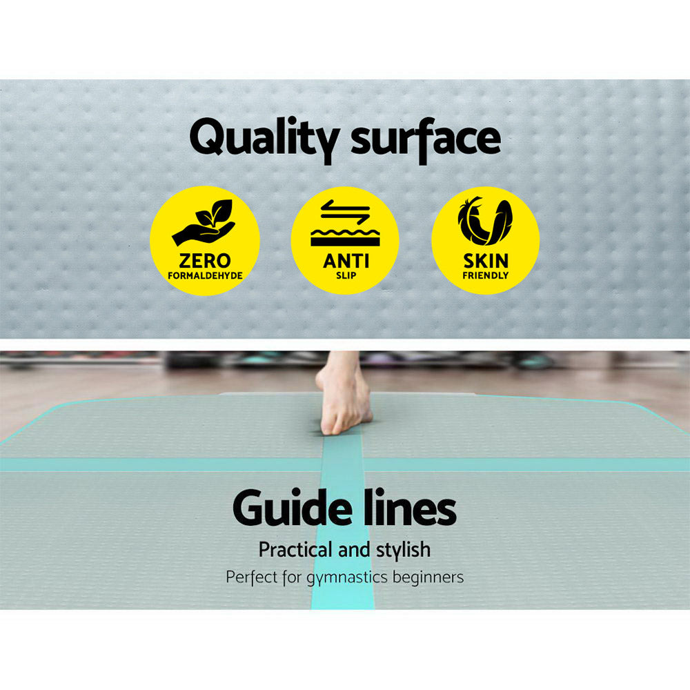 4M Air Track Gymnastics Tumbling Inflatable Exercise Mat 10cm Thick Green with Pump Homecoze