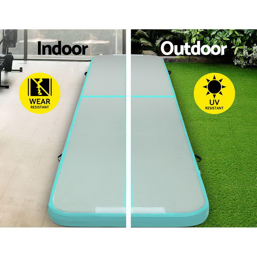 4M Air Track Gymnastics Tumbling Inflatable Exercise Mat 10cm Thick Green with Pump Homecoze