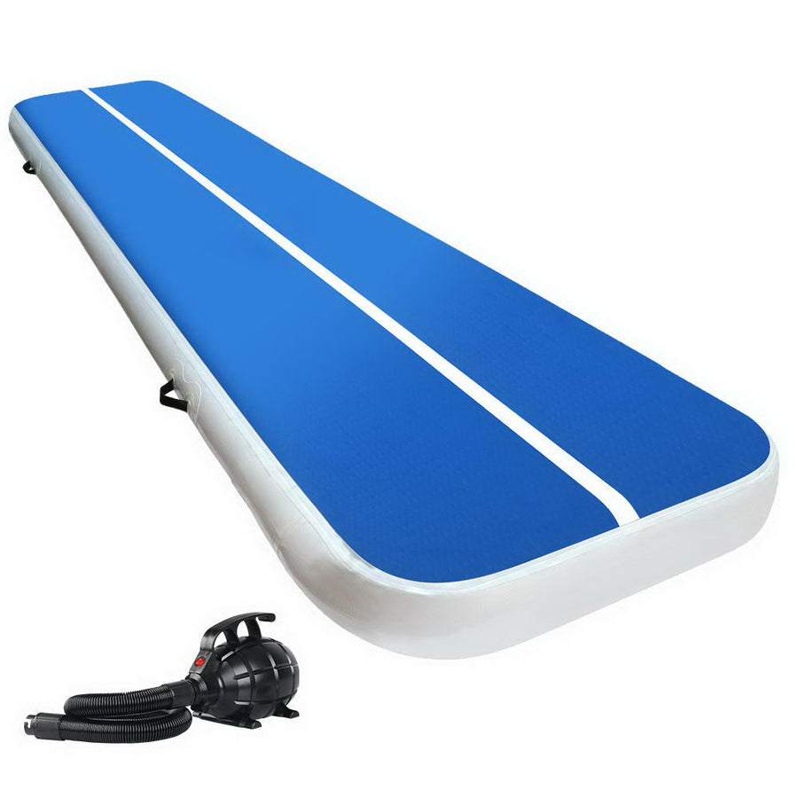 4M Air Track Gymnastics Tumbling Inflatable Exercise Mat 20cm Thick Blue with Pump Homecoze
