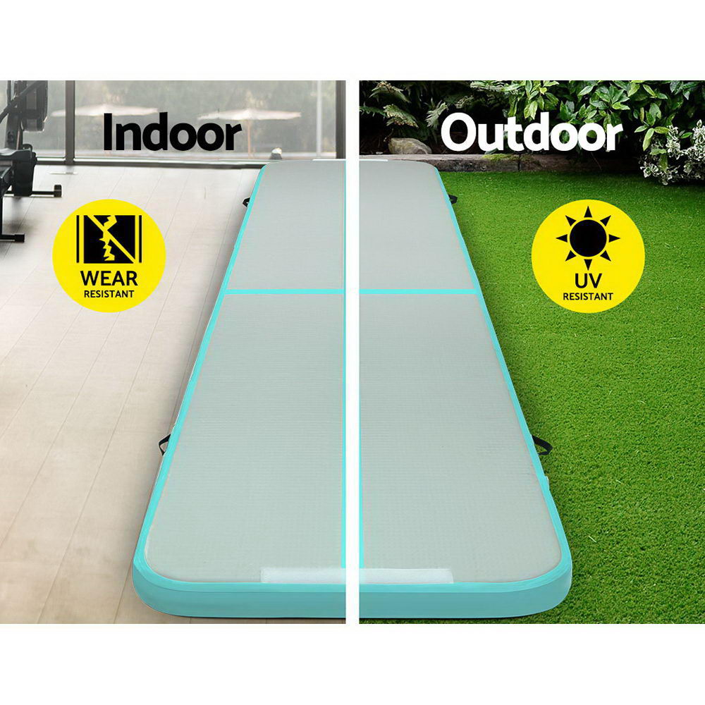 5M Air Track Gymnastics Tumbling Inflatable Exercise Mat 10cm Thick Green with Pump Homecoze