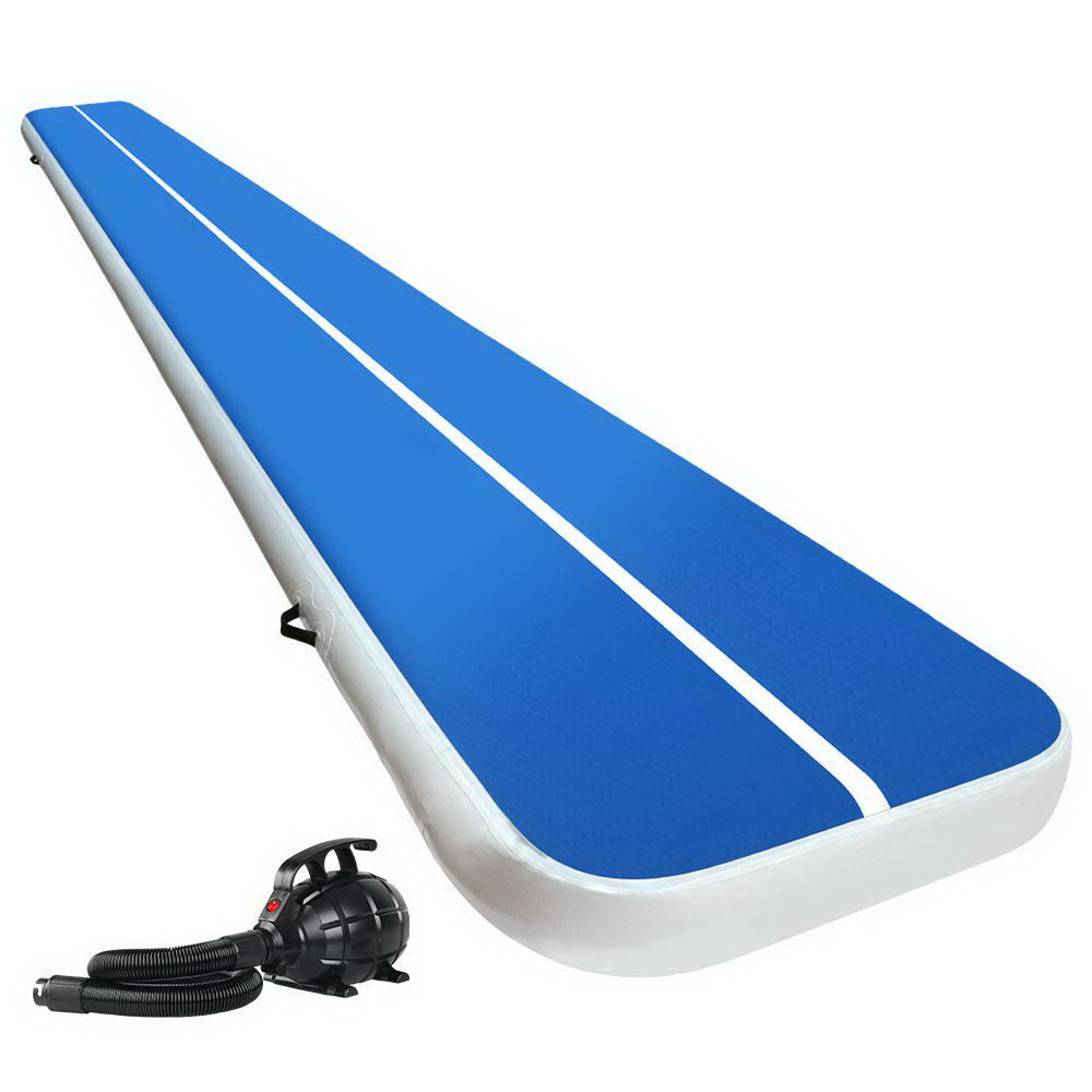 6M Air Track Gymnastics Tumbling Inflatable Exercise Mat 20cm Thick Blue with Pump Homecoze