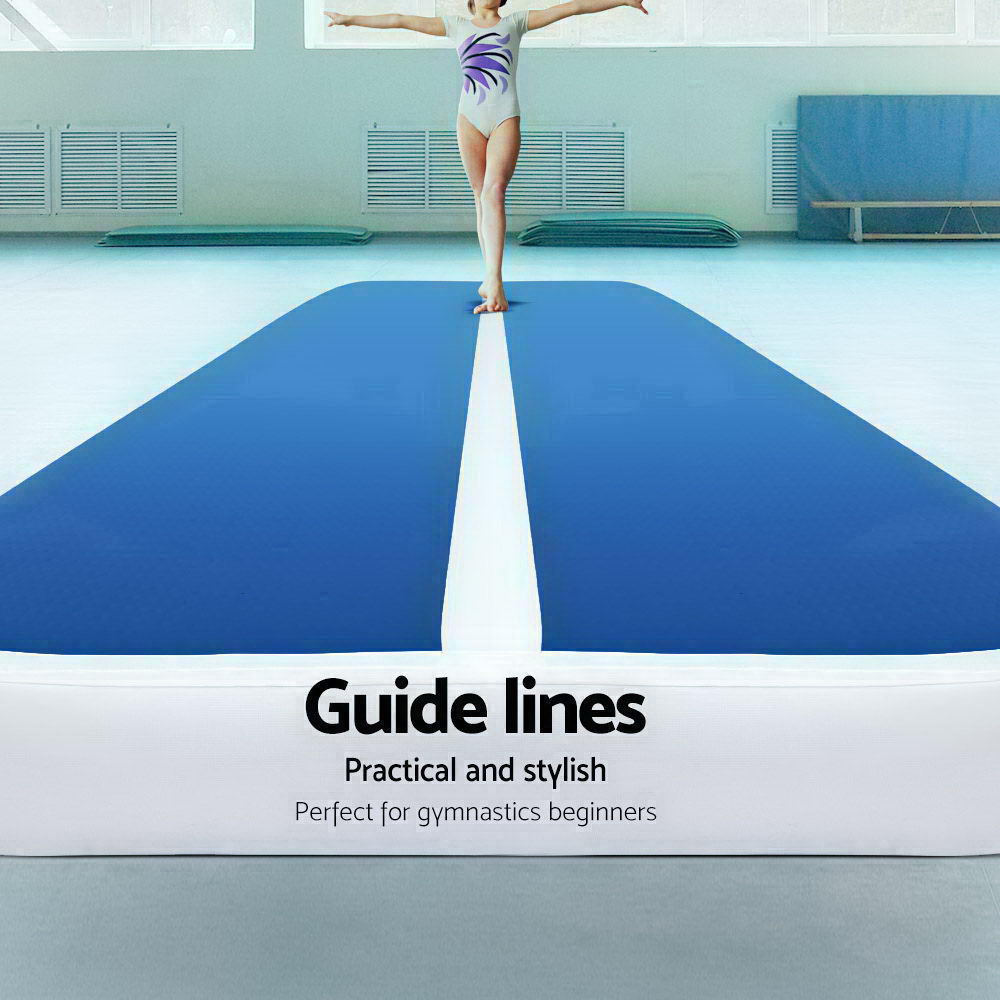 6M Air Track Gymnastics Tumbling Inflatable Exercise Mat 20cm Thick Blue with Pump Homecoze