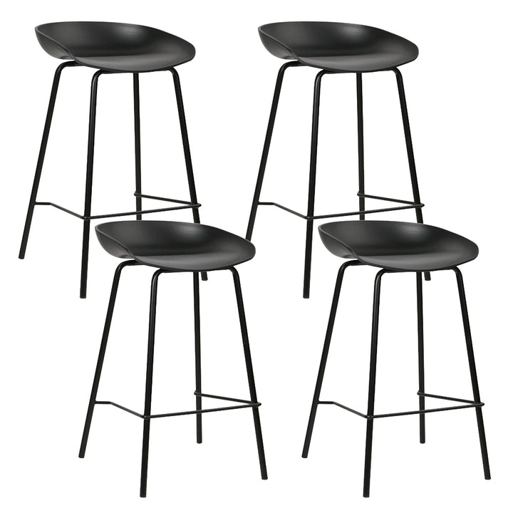 Set of 4 Plastic Base Metal Bar Stools - Black Homecoze