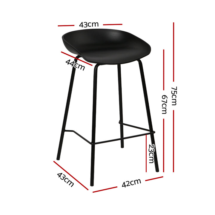 Set of 4 Plastic Base Metal Bar Stools - Black Homecoze