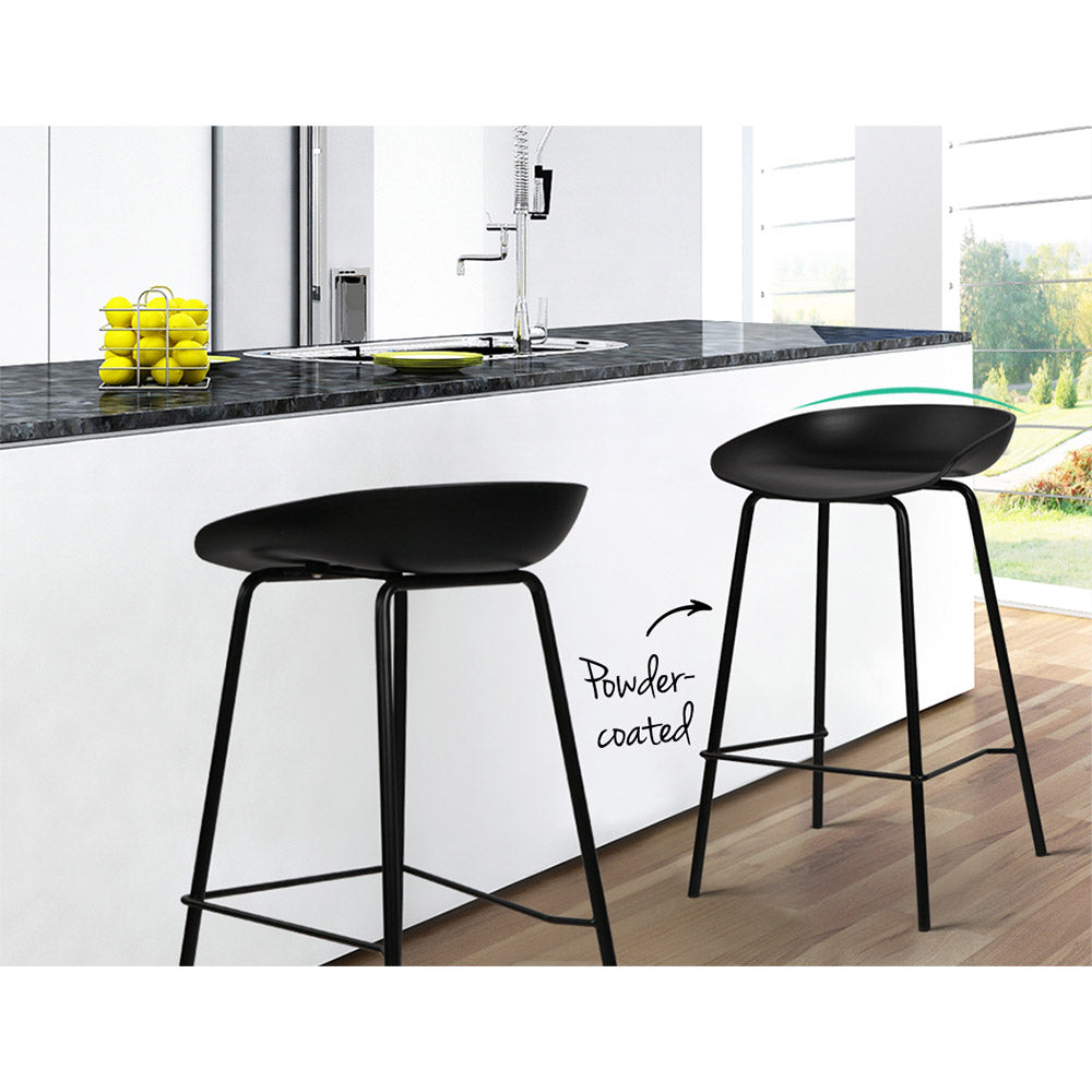 Set of 4 Plastic Base Metal Bar Stools - Black Homecoze