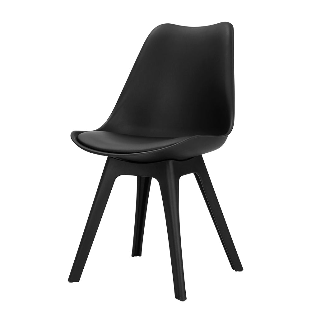 Set of 4 Retro Padded Dining Chair - Black Homecoze