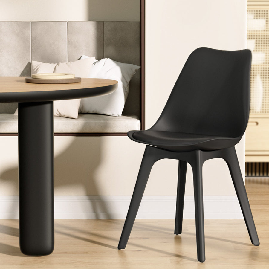 Set of 4 Retro Padded Dining Chair - Black Homecoze