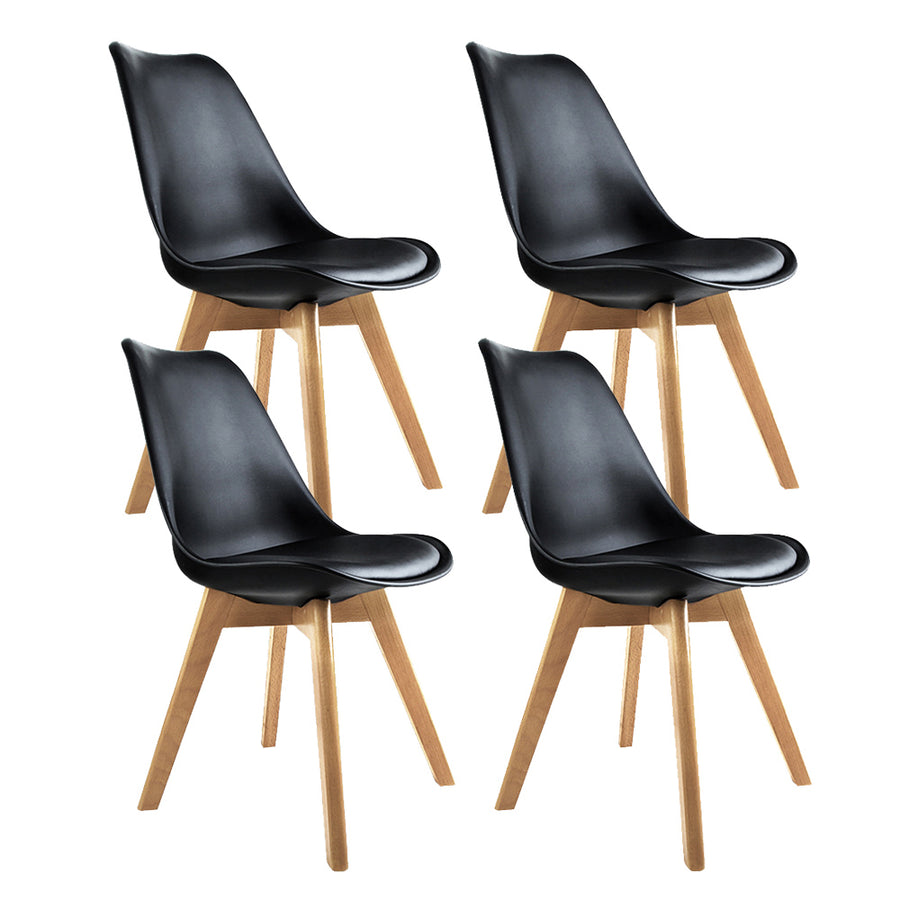 Set of 4 Padded Dining Chair - Black Homecoze