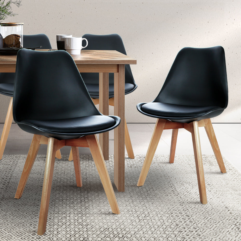 Set of 4 Padded Dining Chair - Black Homecoze
