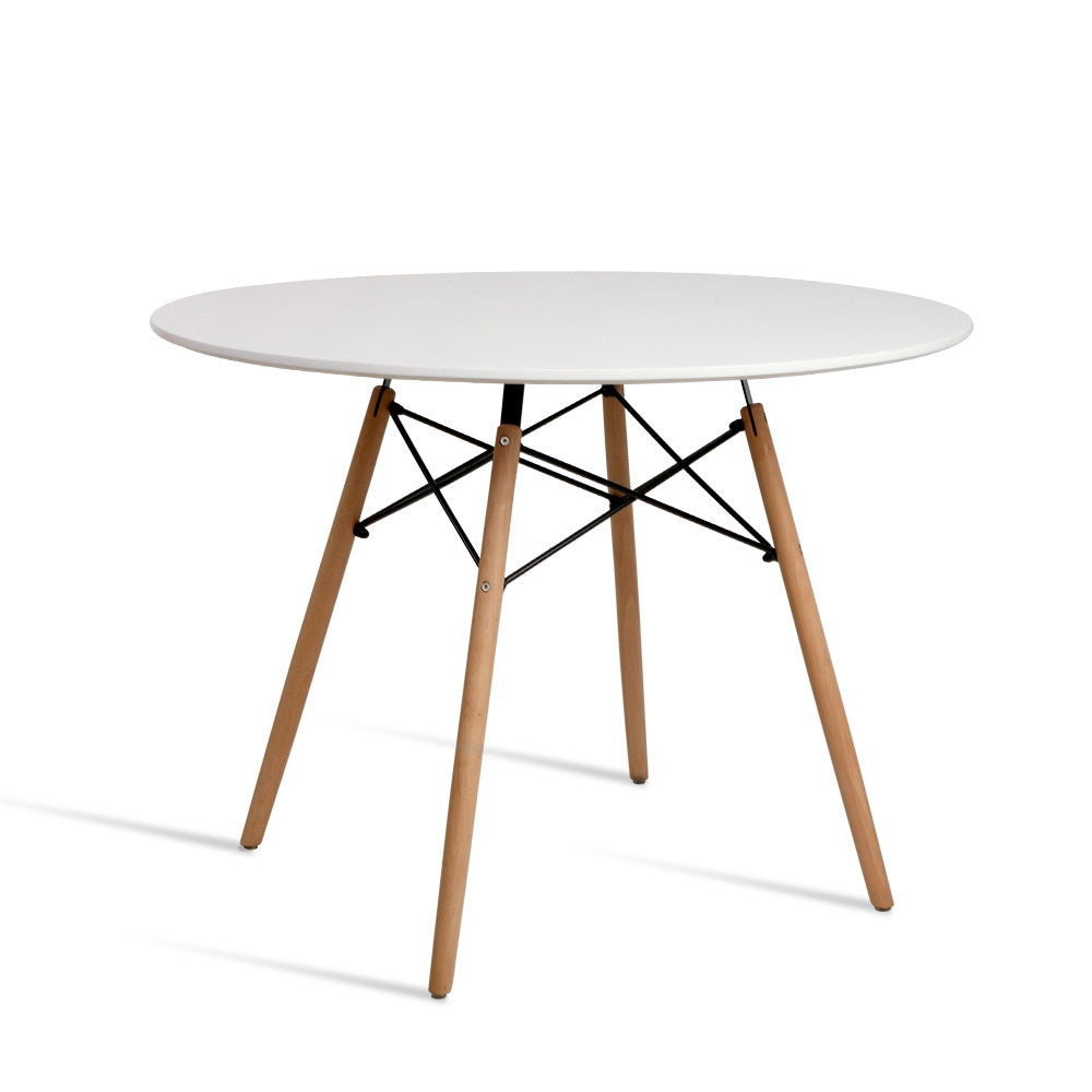 Retro Eiffel Style 100cm Round Dining Table - White - Homecoze