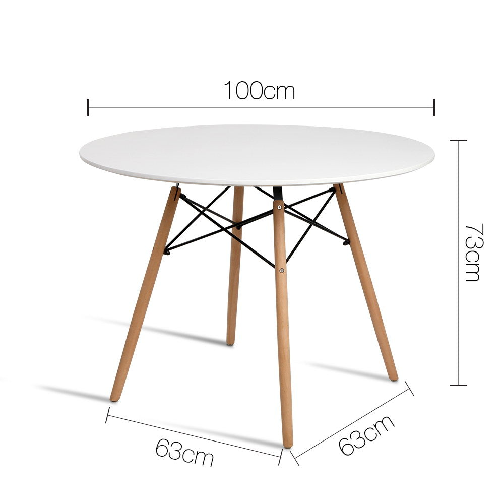 Retro Eiffel Style 100cm Round Dining Table - White - Homecoze