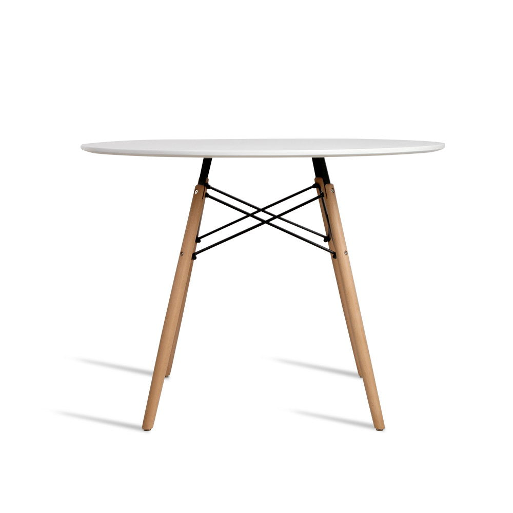 Retro Eiffel Style 100cm Round Dining Table - White - Homecoze