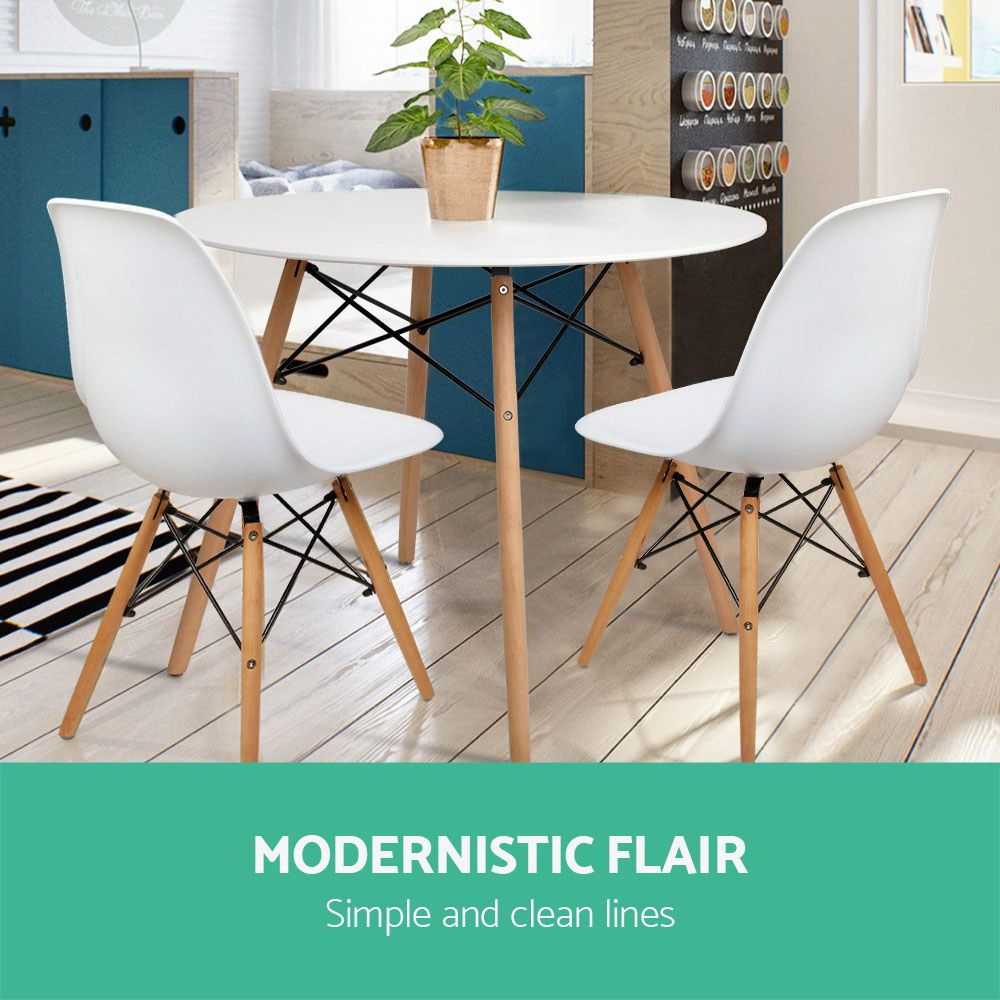 Retro Eiffel Style 100cm Round Dining Table - White - Homecoze