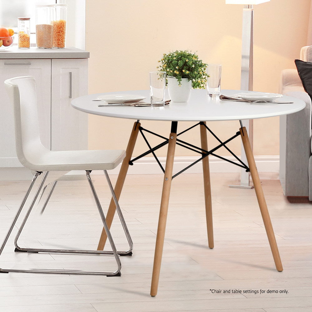 Retro Eiffel Style 100cm Round Dining Table - White Homecoze