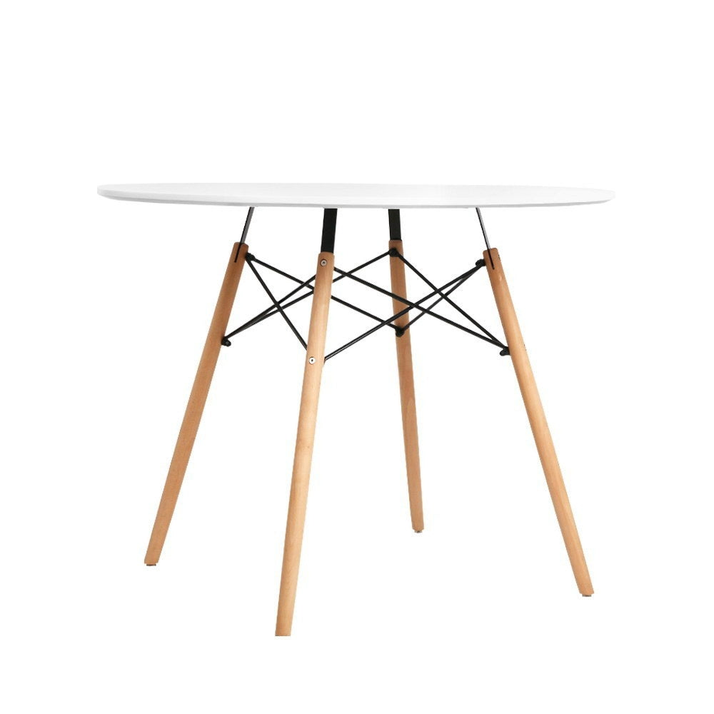 4 Seater Round Dining Table 90cm - White - Homecoze