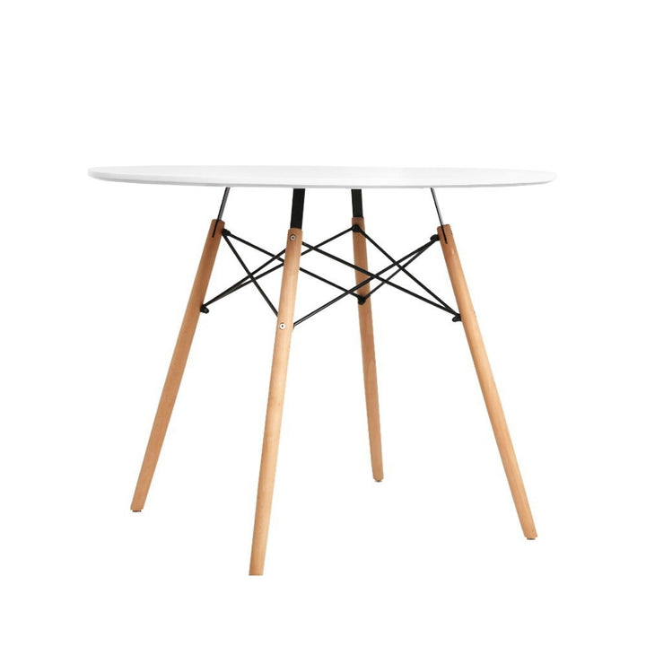 Retro Eiffel Style 90cm Round Dining Table - White Homecoze