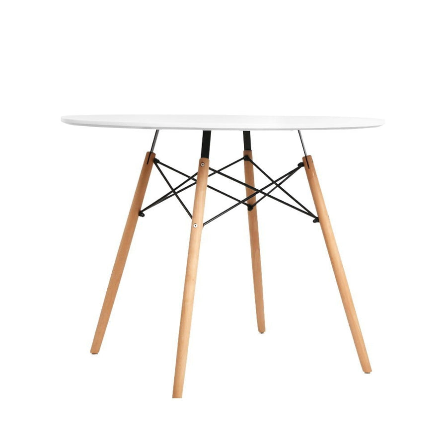 Retro Eiffel Style 90cm Round Dining Table - White Homecoze