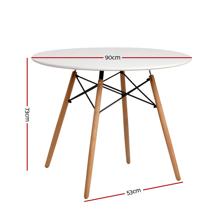 Retro Eiffel Style 90cm Round Dining Table - White Homecoze