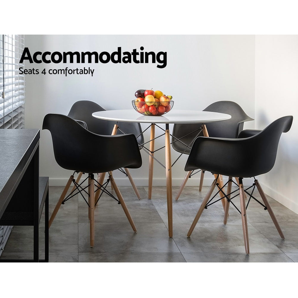 4 Seater Round Dining Table 90cm - White - Homecoze