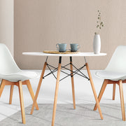 4 Seater Round Dining Table 90cm - White - Homecoze