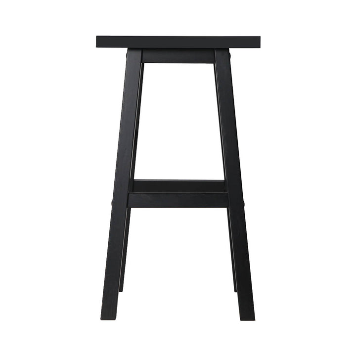 Set of 4 Classic Saddle Seat Bar Stools Solid Beech Wood 66.5cm – Black Homecoze