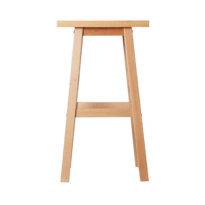 Set of 2 Classic Saddle Seat Bar Stools Solid Beech Wood 66.5cm – Natural Homecoze